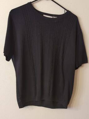 EAlfred Dunner Black Crewneck Short-Sleeve Knit Sweater XL